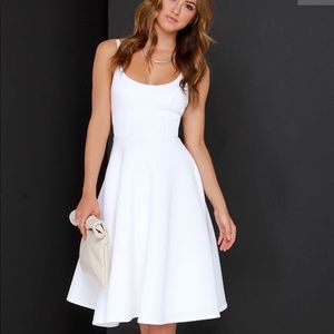 Lulus White Fit and Flair Midi Dress